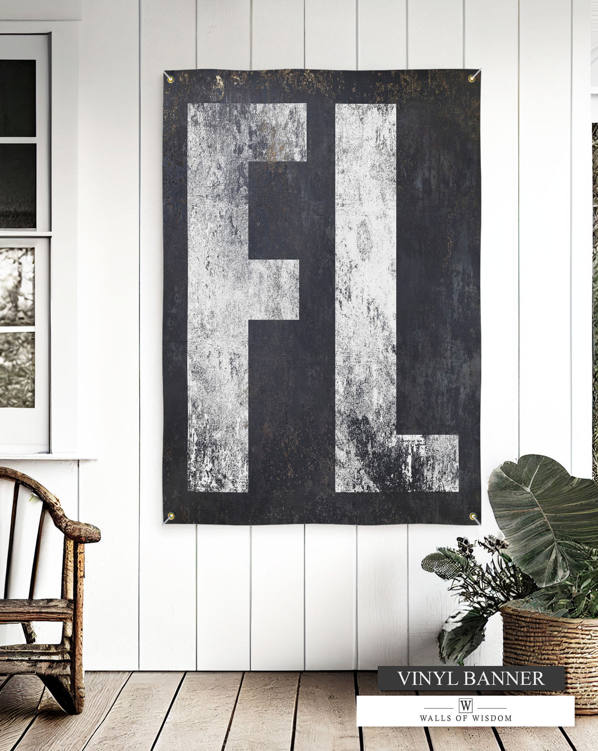 Florida Home State Sign Vinyl Banner Patio Decor  - East Coast Outdoor Modern Farmhouse Sign