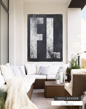 Florida Home State Sign Vinyl Banner Patio Decor  - East Coast Outdoor Modern Farmhouse Sign