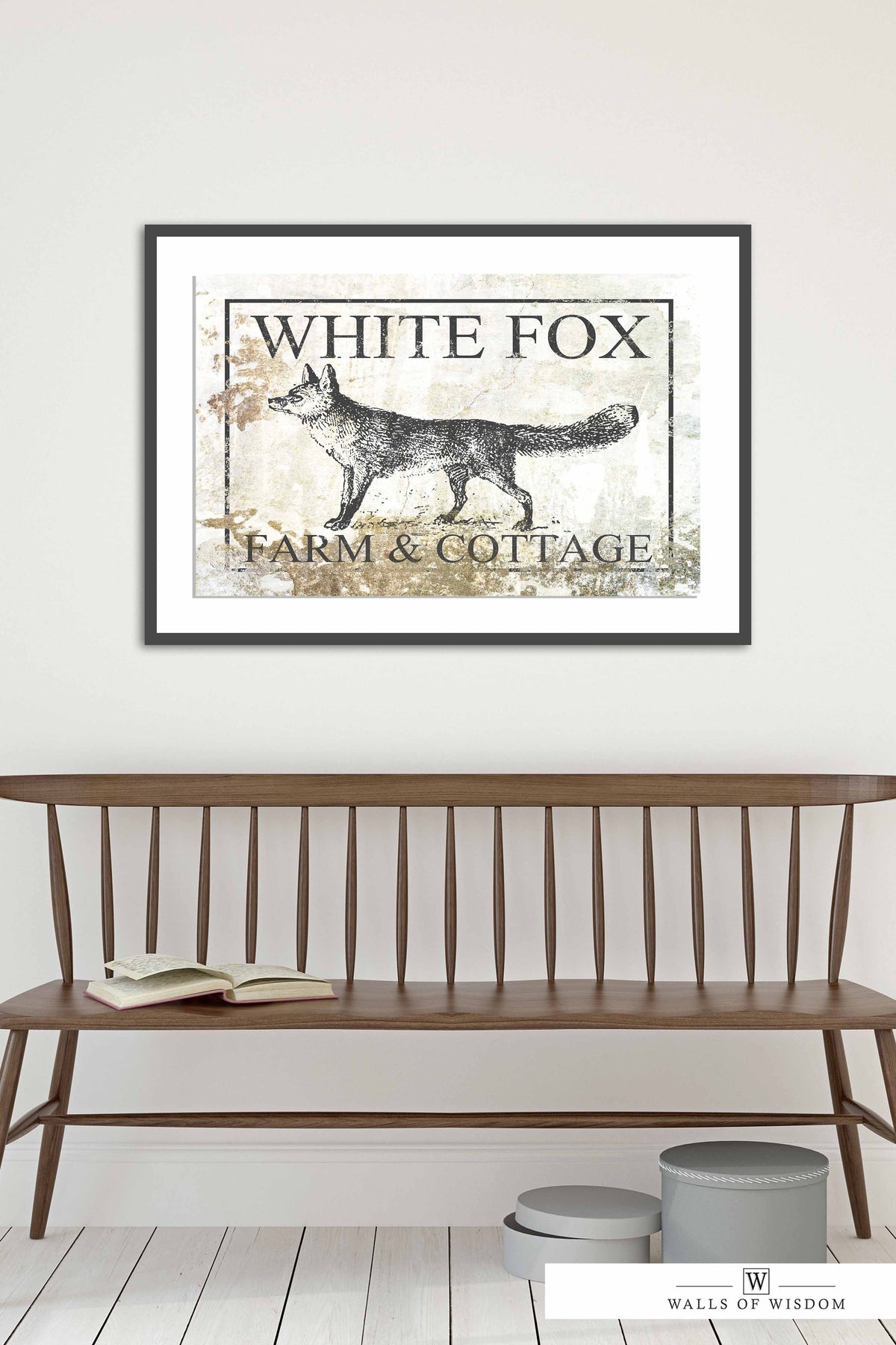 White Fox Farm and Cottage Vintage Poster Print - Rustic Cottage Style Sign