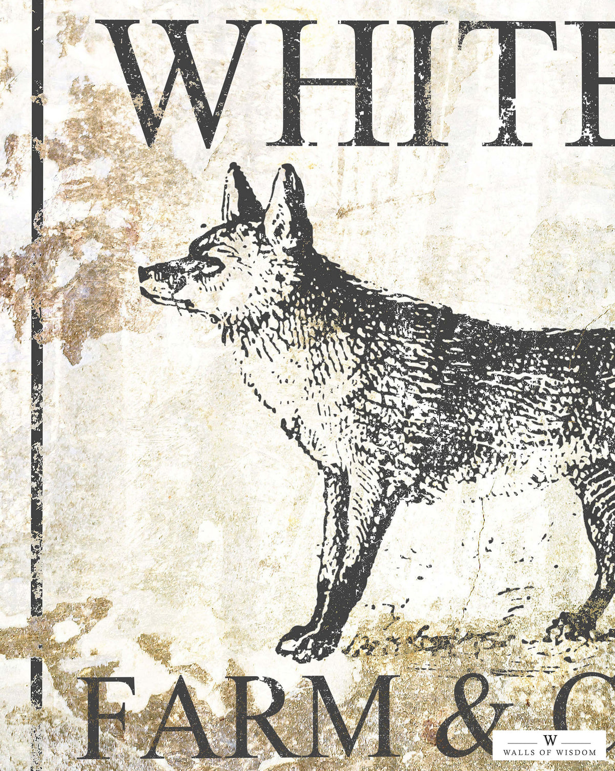 White Fox Farm and Cottage Vintage Poster Print - Rustic Cottage Style Sign