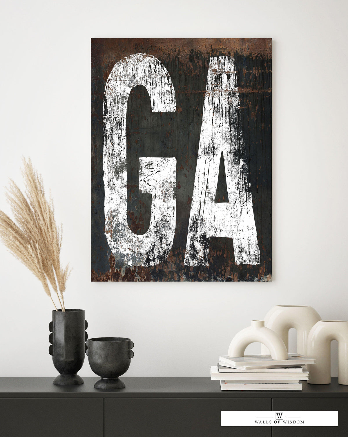 Georgia Home State Rustic Southwest Canvas Wall Art - GA State Western Style Art Print