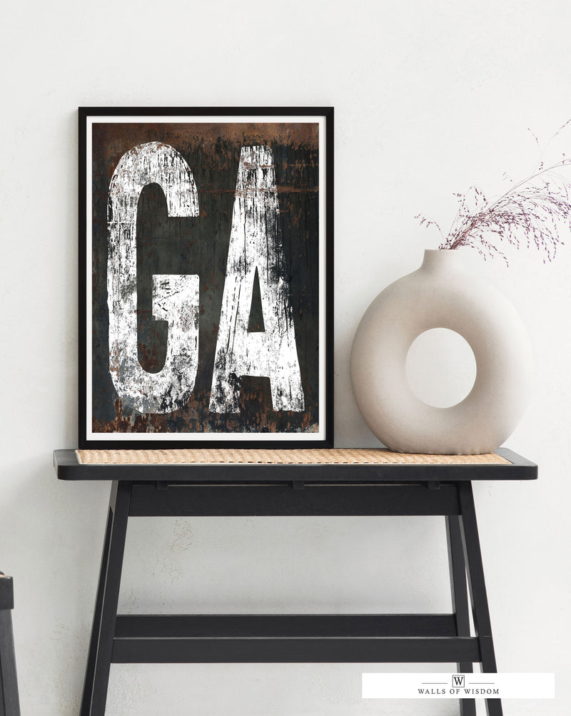 Georgia Home State Southwest Typography Poster Print - GA State Sign Vintage Style Wall Art