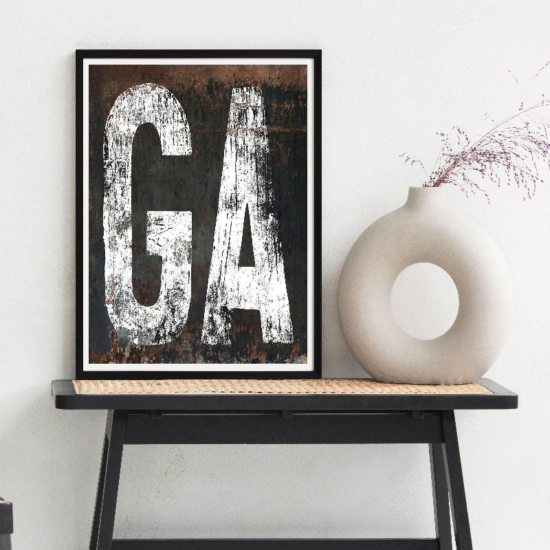 Georgia Home State Southwest Typography Poster Print - GA State Sign Vintage Style Wall Art