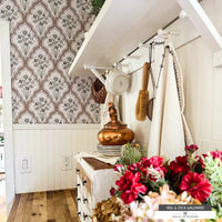 Heirloom Blooms Peel and Stick Wallpaper - Vintage Floral Lattice Design