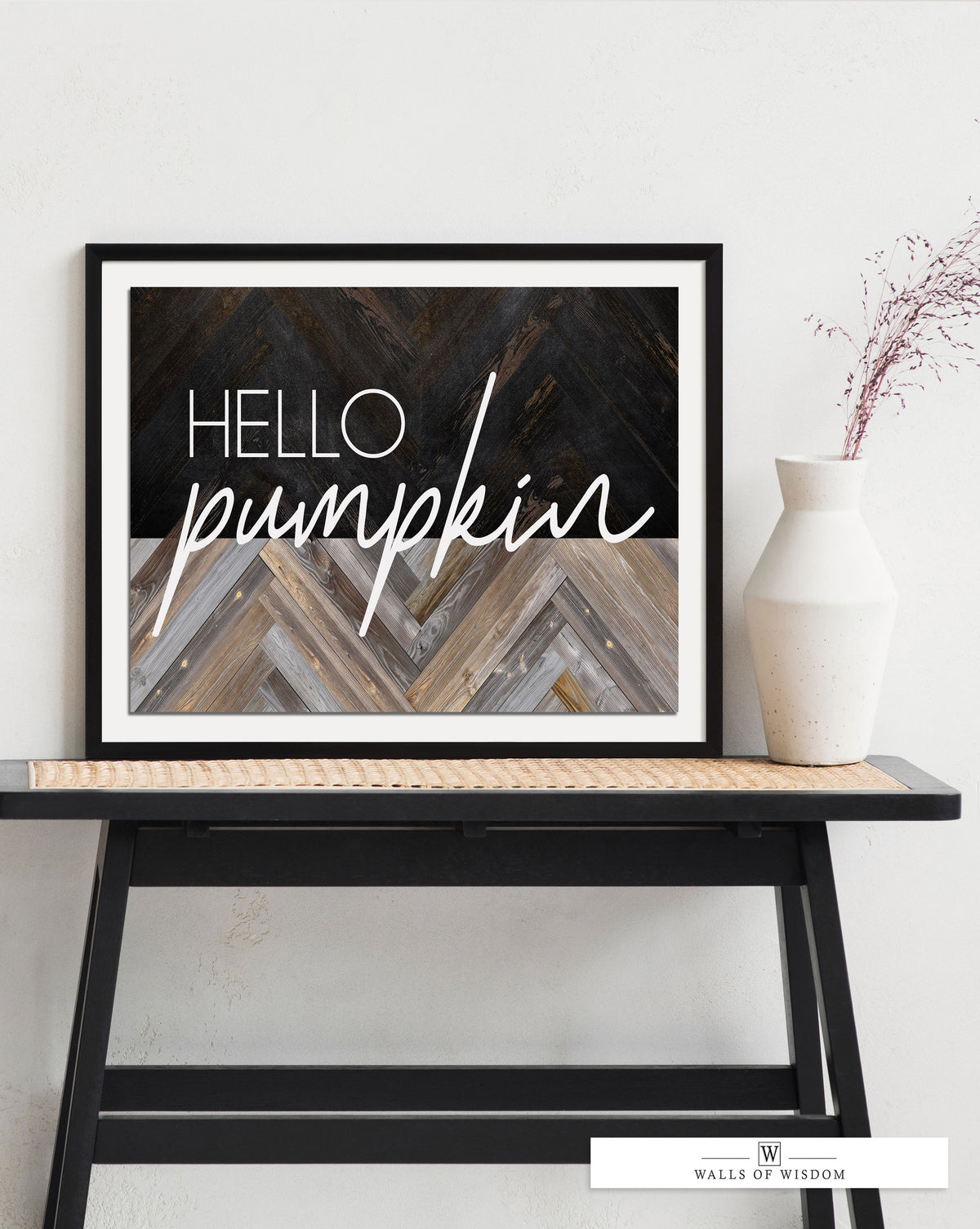 " Hello Pumpkin"  Modern Farmhouse Fall Poster Sign - Warm and Cozy Fall Prints