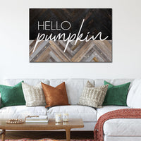 "Hello Pumpkin" Modern Fall Sign - Cozy Neutral Farmhouse Fall Decor Canvas Print