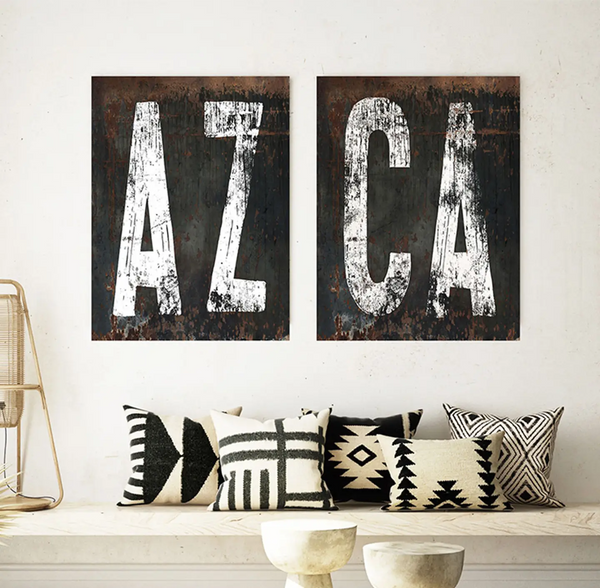 Couples Gift Ideas Home State Wall Art Rustic Style Canvas Sign