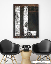 Vintage Illinois canvas art blending industrial and farmhouse styles with a textured, aged backdrop and state depiction