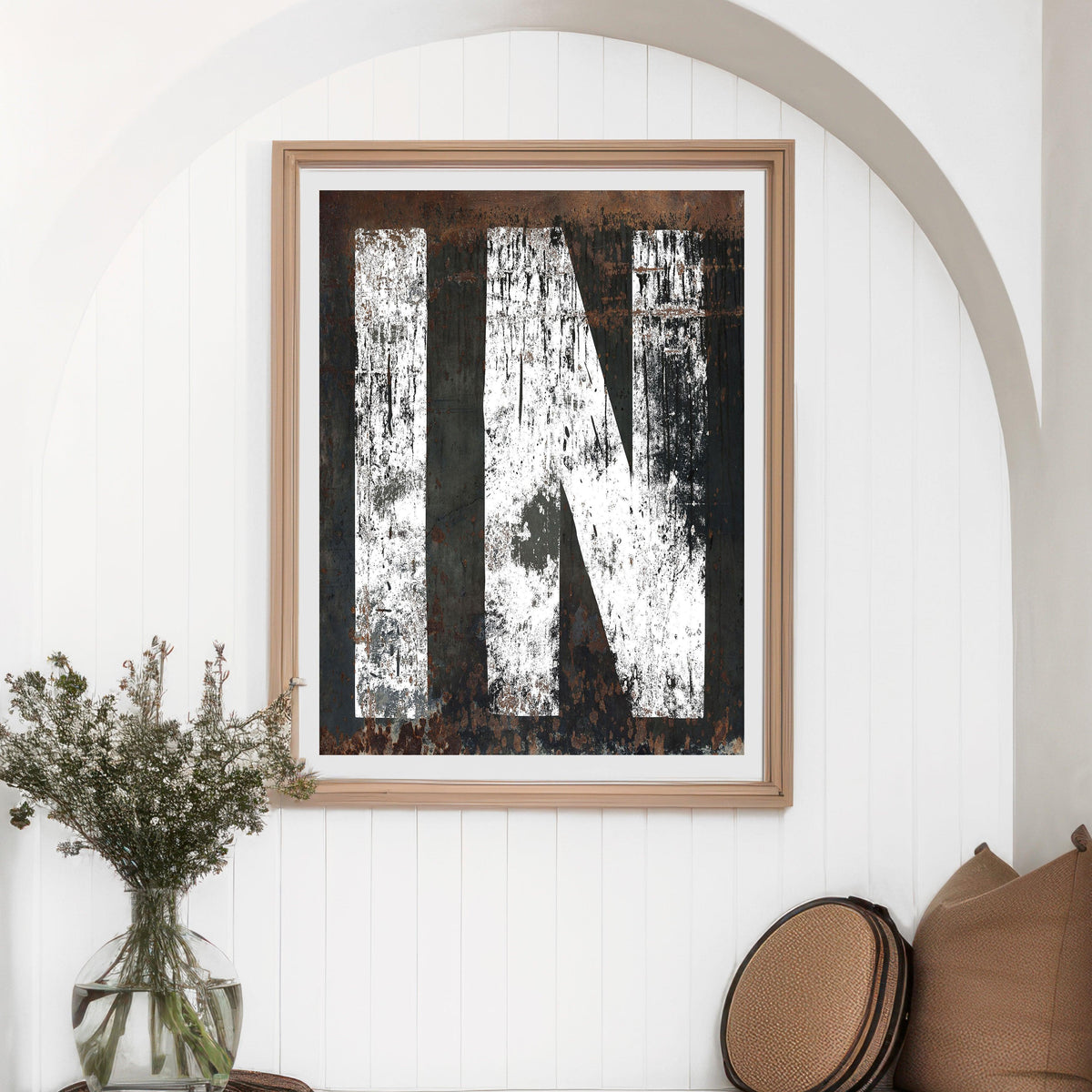 Indiana Home State Typography Poster Wall Art - IN State Sign Rustic Western Print Art