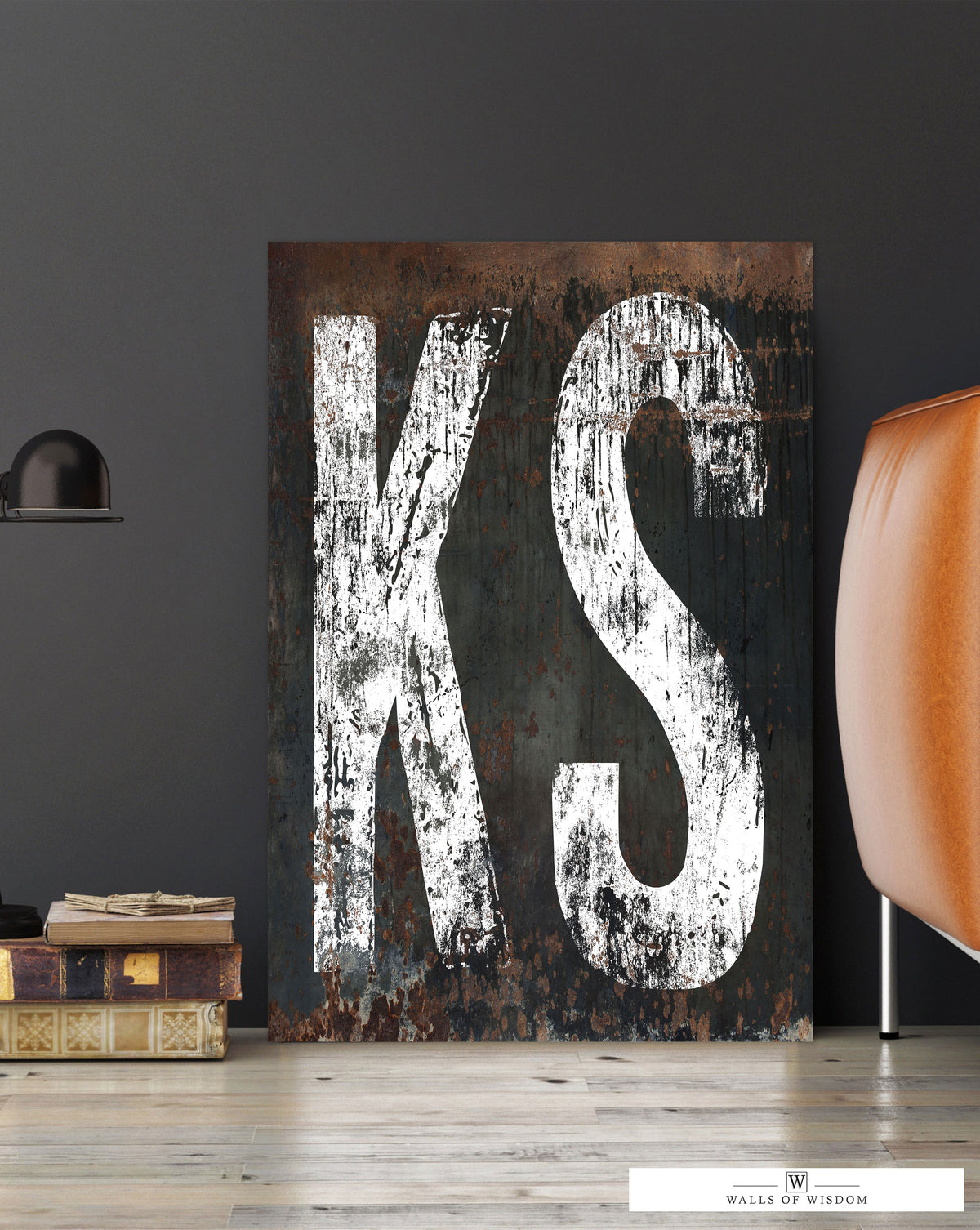 Rustic Western Kansas Home State Canvas Wall Art - KS State Vintage Inspired Industrial Farmhouse Art Print