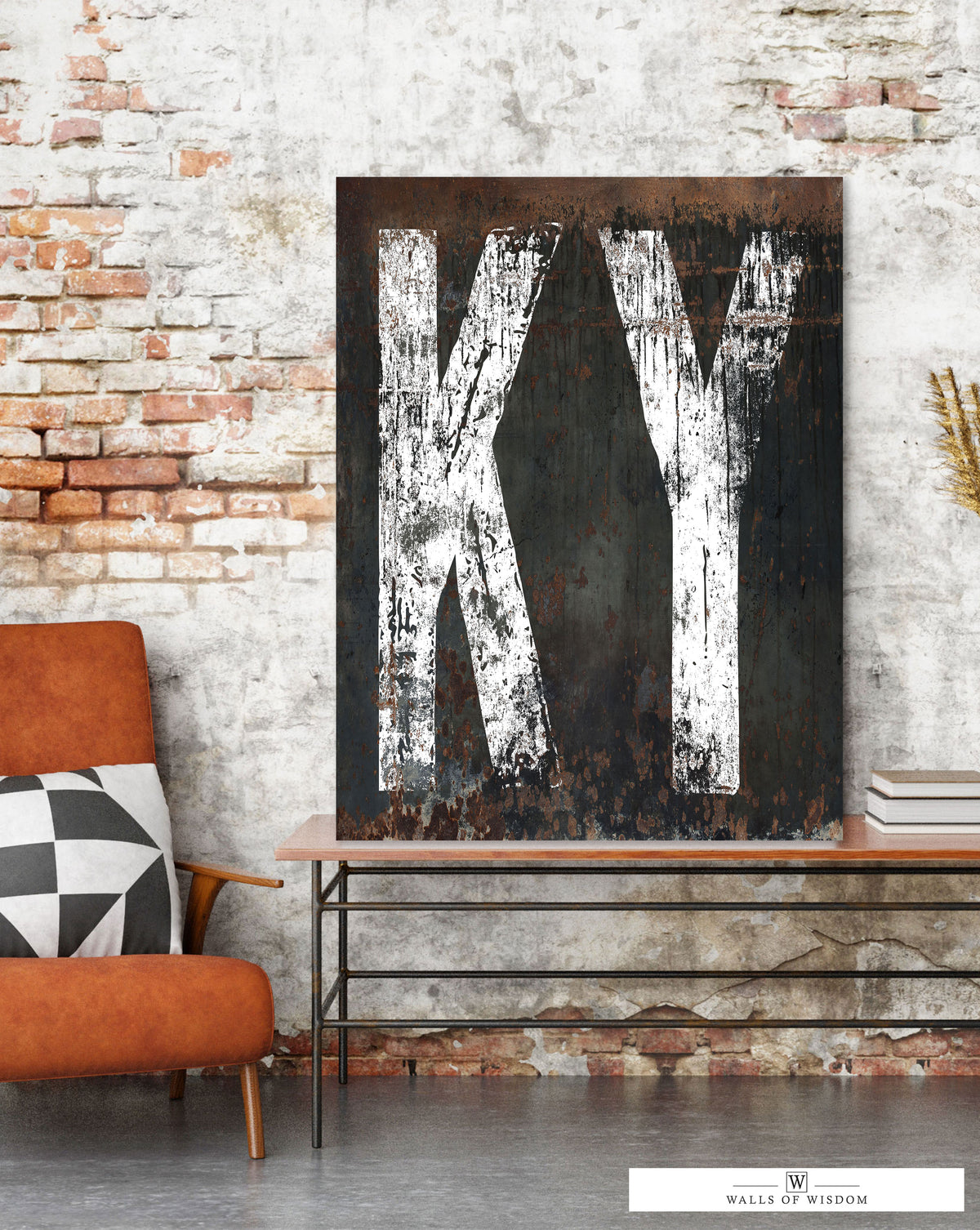 Authentic Kentucky State Typography Wall Art Print: Vintage Industrial & Farmhouse Fusion KY Home State Canvas
