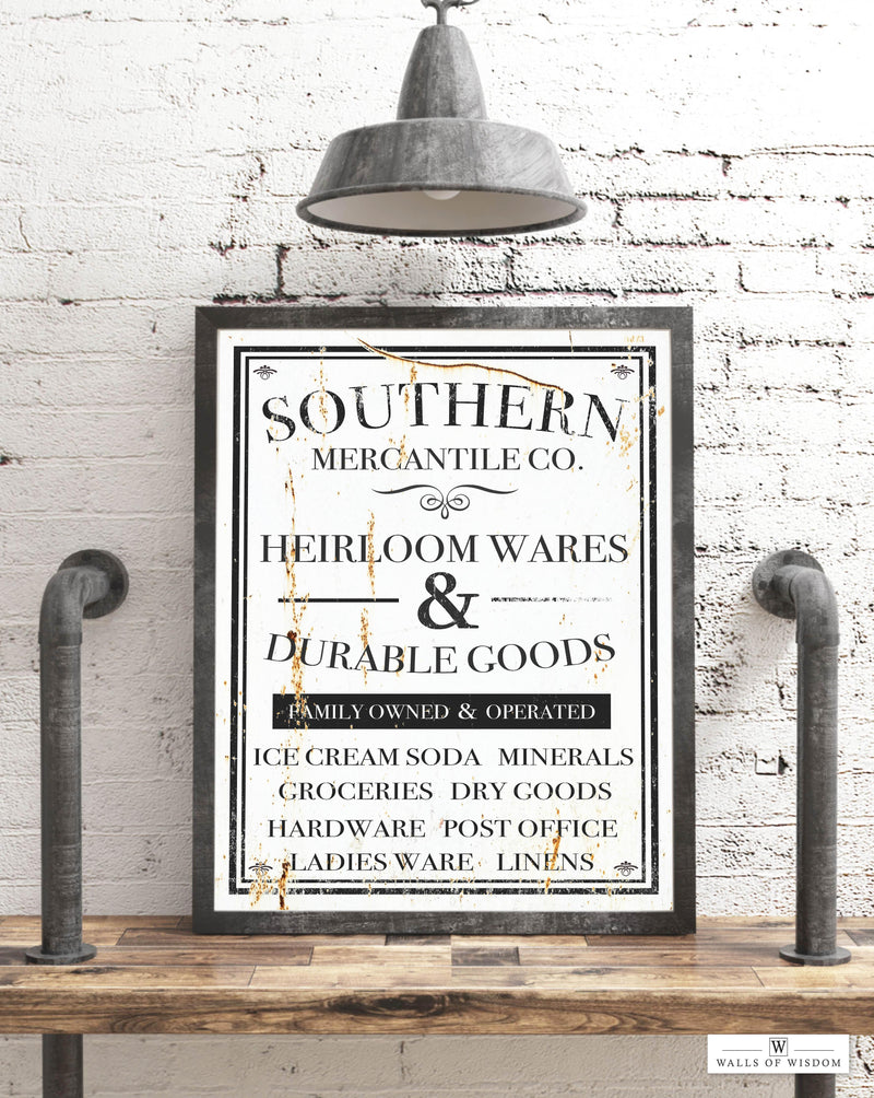 Vintage Mercantile Sign Poster - Distressed Dry Goods Kitchen Wall Decor