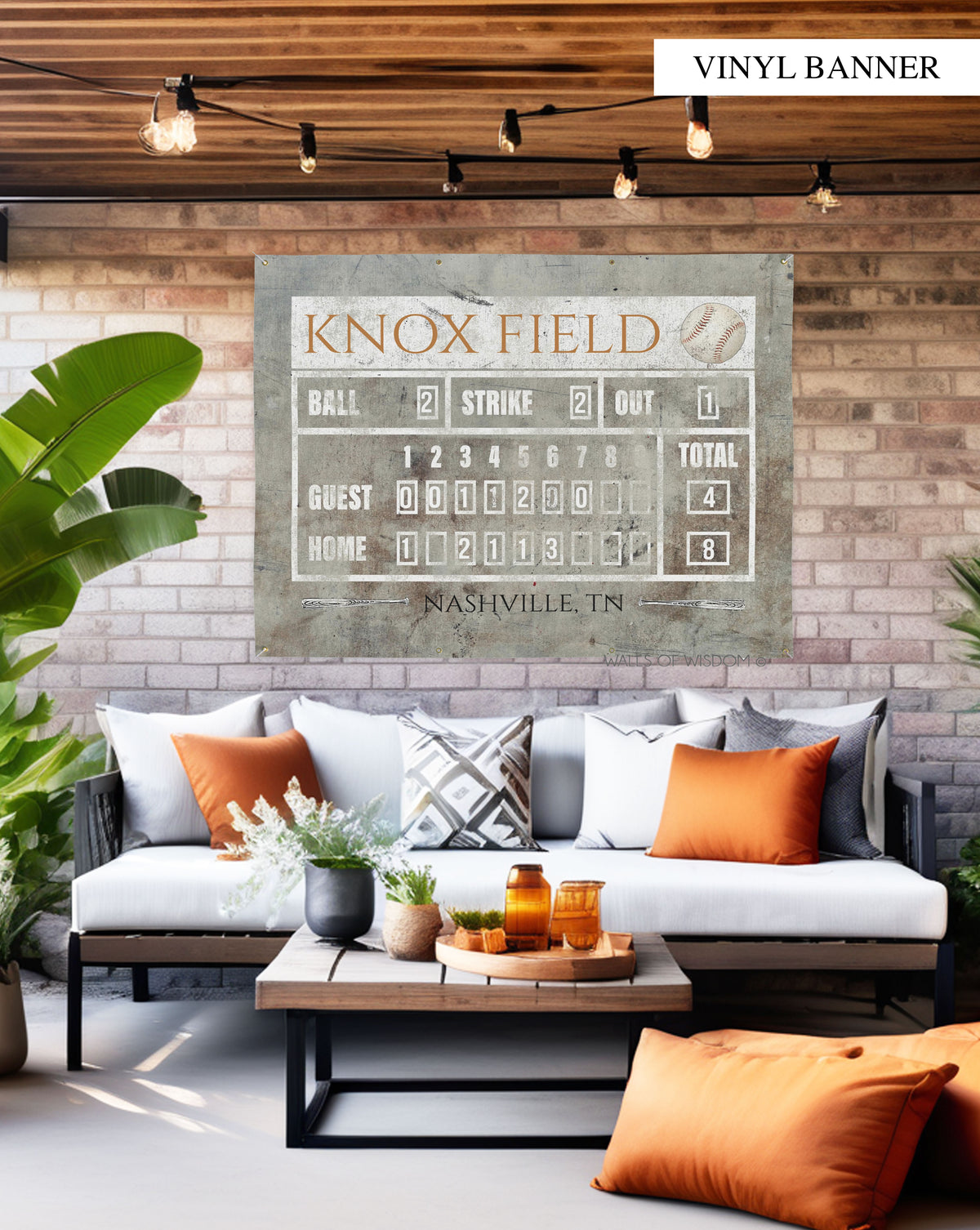 Personalized Baseball Vinyl Banner: Add a unique, vintage touch to your space with a customizable, high-quality baseball sign.