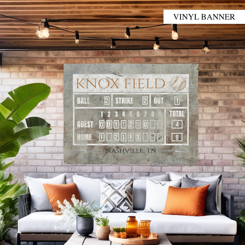 Personalized Baseball Vinyl Banner: Add a unique, vintage touch to your space with a customizable, high-quality baseball sign.