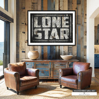 Vintage Texas Lone Star poster print with Western wall art style