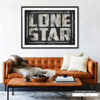 Rustic black and white Texas wall art for home, bar, western or ranch decor