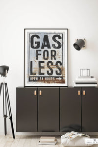 Retro Gas Station Sign Poster Wall Art - Old Signage for Home Bar & Lounge