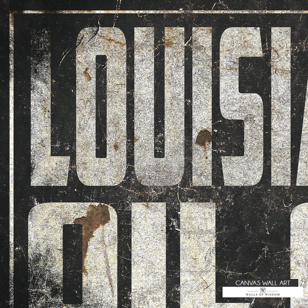 Vintage Louisiana oil industry canvas print with bold distressed lettering and a rugged, industrial aesthetic