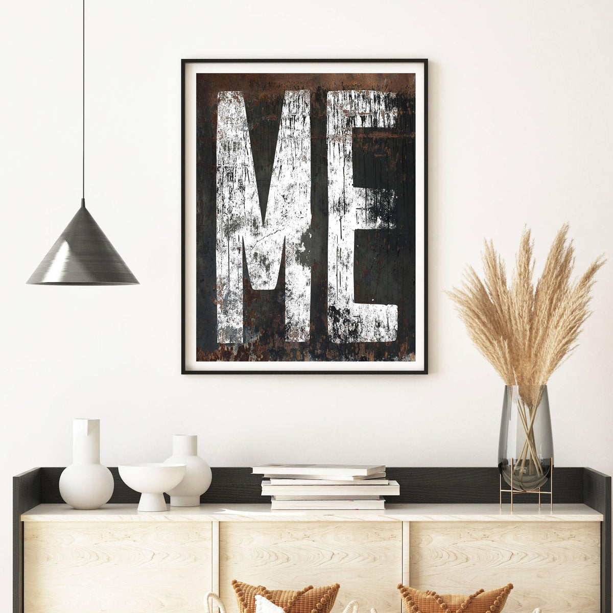 Maine Home State Western Typographic Poster Print - ME State Sign Rustic Wall Art
