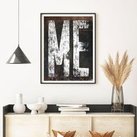 Maine Home State Western Typographic Poster Print - ME State Sign Rustic Wall Art