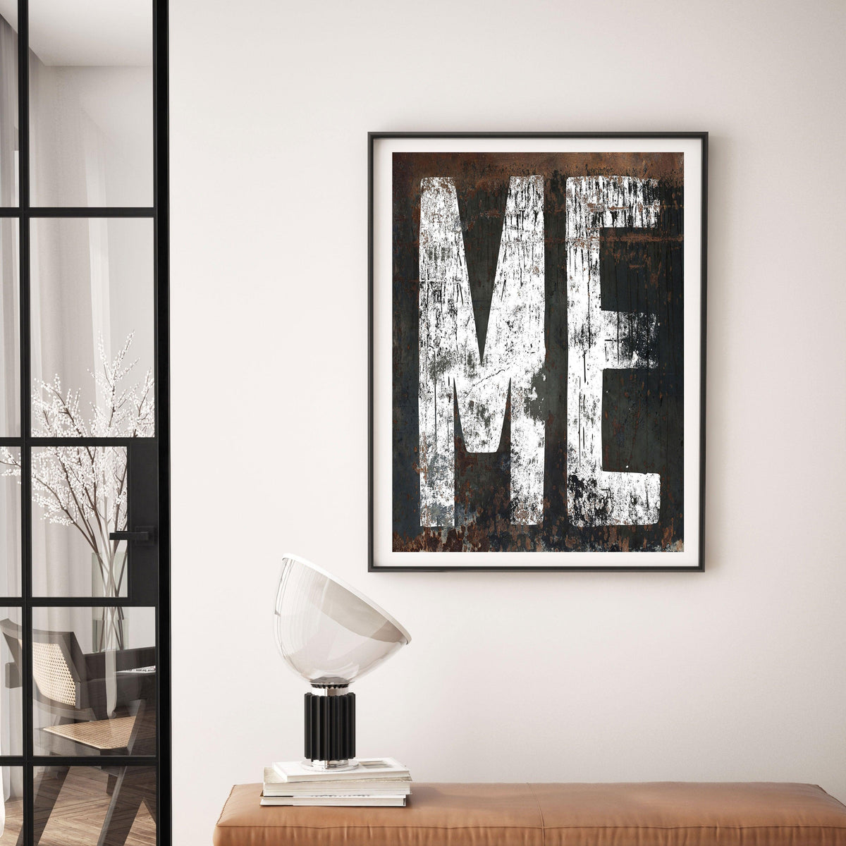 Maine Home State Western Typographic Poster Print - ME State Sign Rustic Wall Art