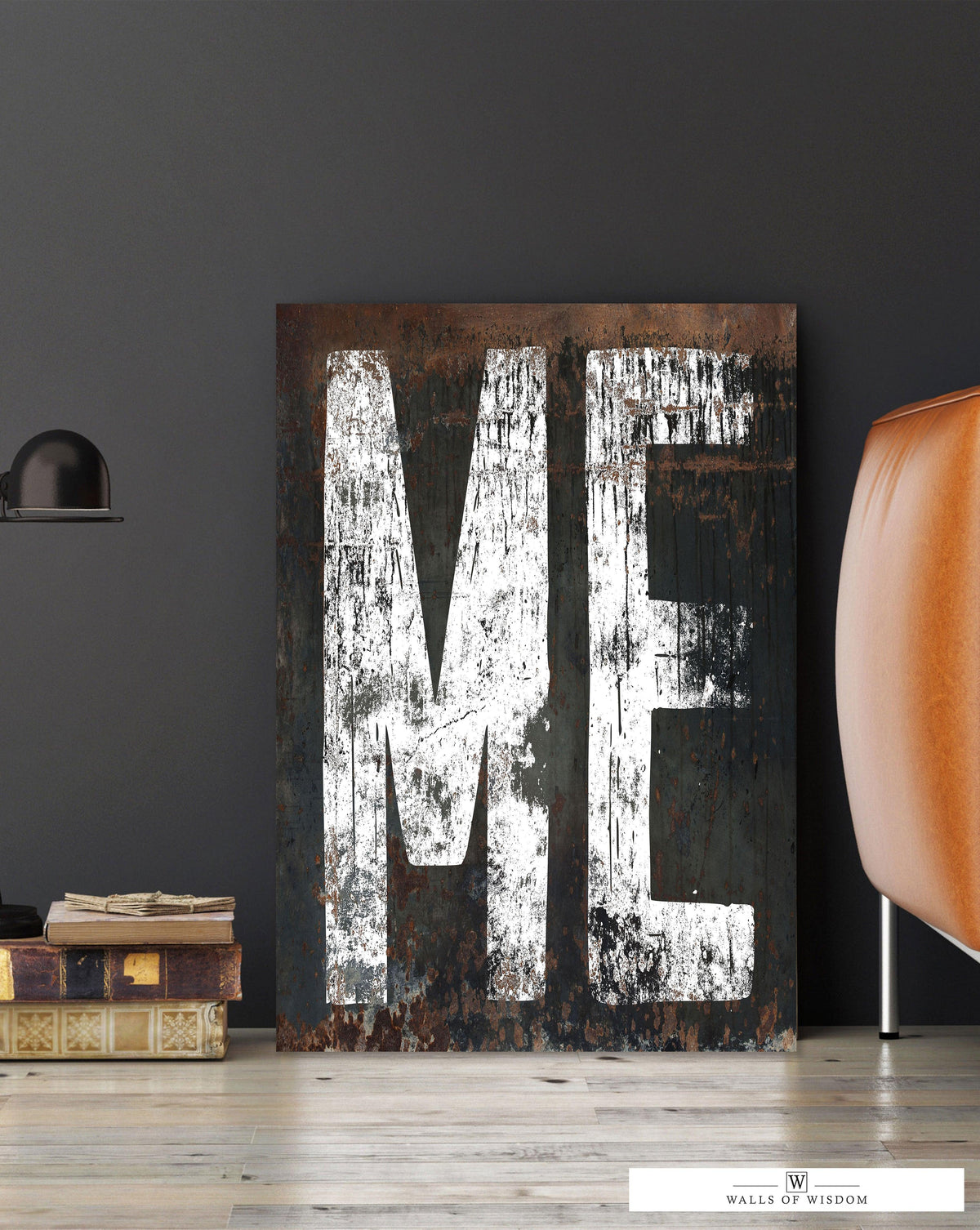 Maine Home State Western Typography Rustic Southwest Canvas Wall Art - ME State Vintage Style Art Print