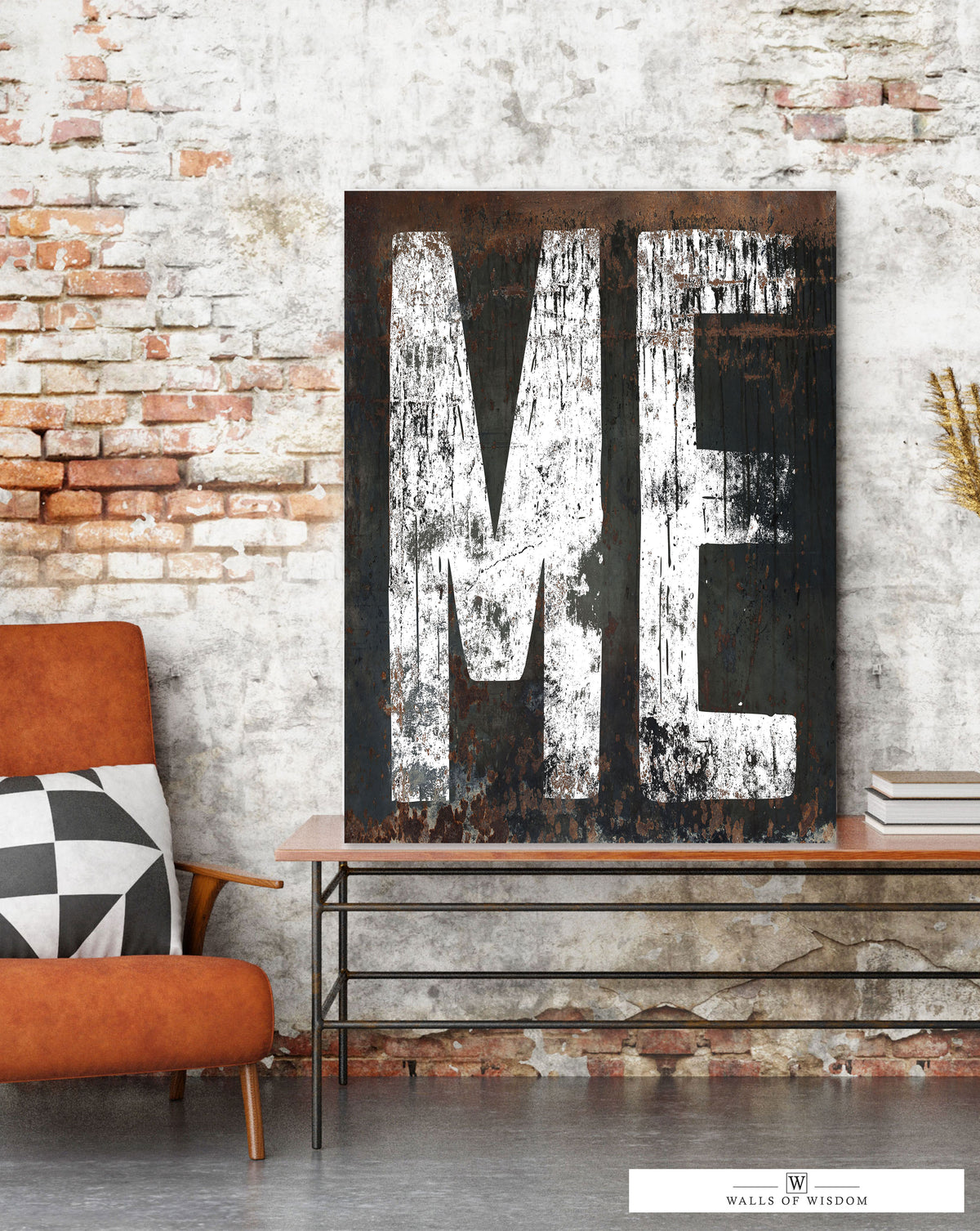 Maine Home State Western Typography Rustic Southwest Canvas Wall Art - ME State Vintage Style Art Print