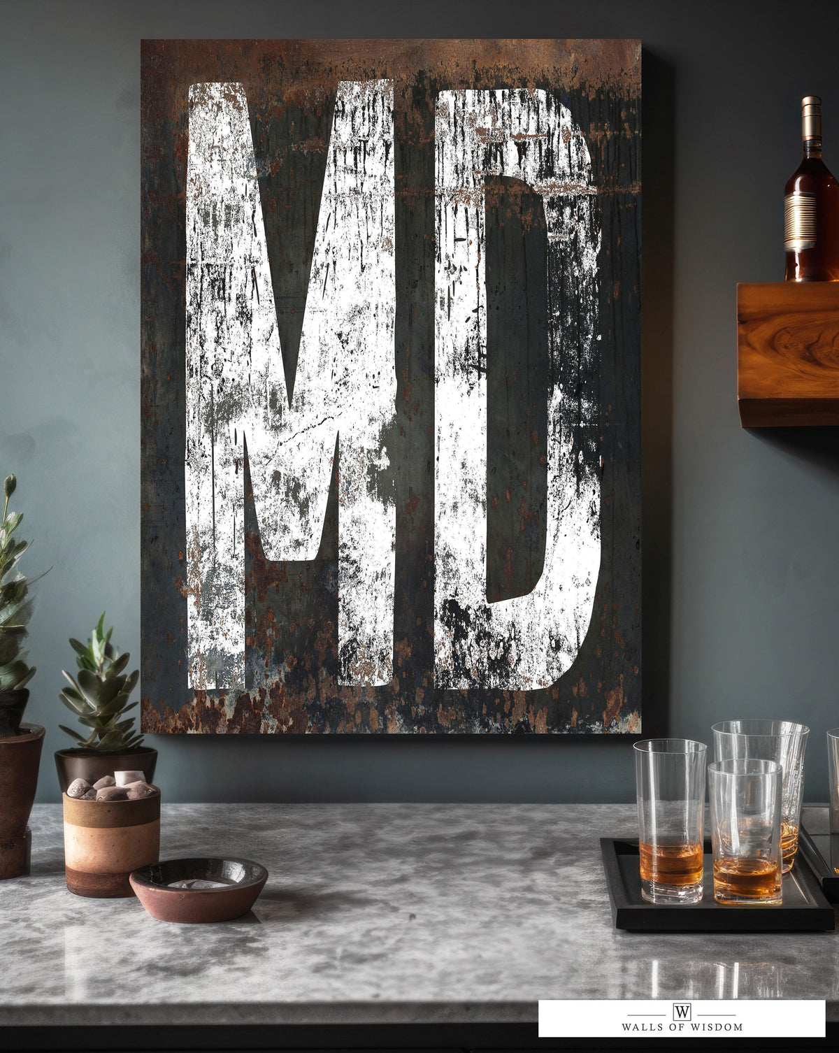 Distinctive Maryland Typography Canvas Wall Art: Rustic Western & Farmhouse Fusion Art Print