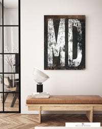 Distinctive Maryland Typography Canvas Wall Art: Rustic Western & Farmhouse Fusion Art Print