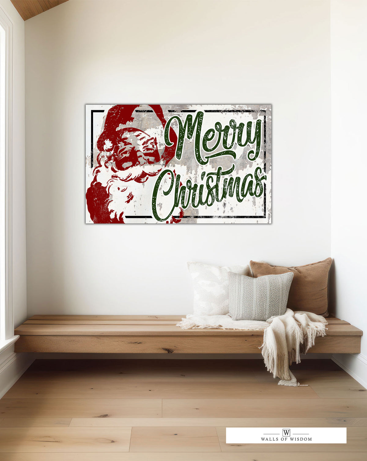 Merry Christmas Santa Wall Decor - Vintage Retro Santa Claus Canvas Print
