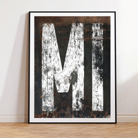 Michigan Home State Rustic Poster  - MI State Sign Western Style Vintage Print Wall Art