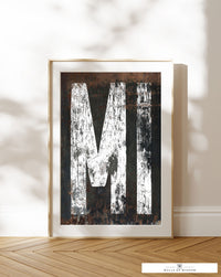 Michigan Home State Rustic Poster  - MI State Sign Western Style Vintage Print Wall Art