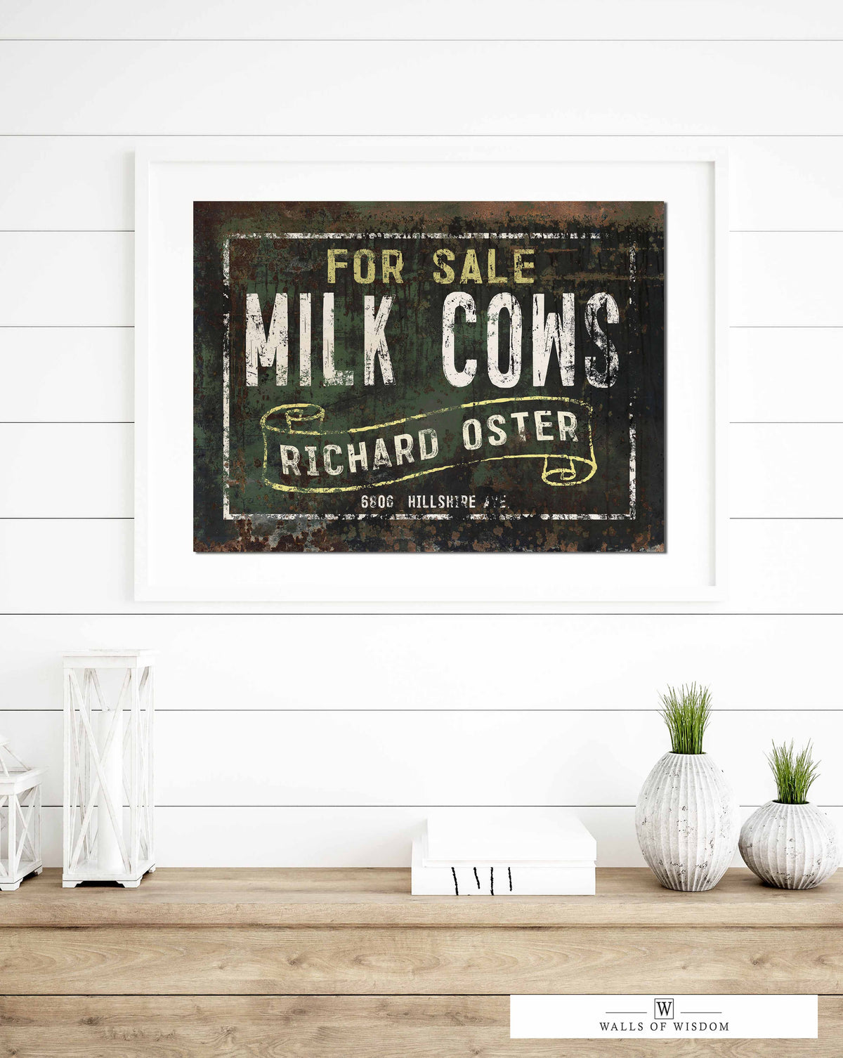 For Sale Milk Cows Farm Sign Poster Print - Vintage Cattle Ranch Sign Wall Art