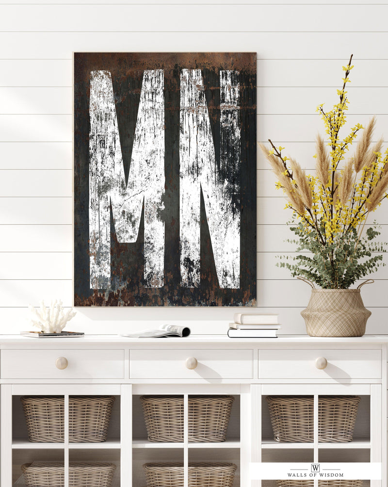 Minnesota Home State Art Canvas Wall Art: Vintage Industrial-Farmhouse Blend for All Décor Styles