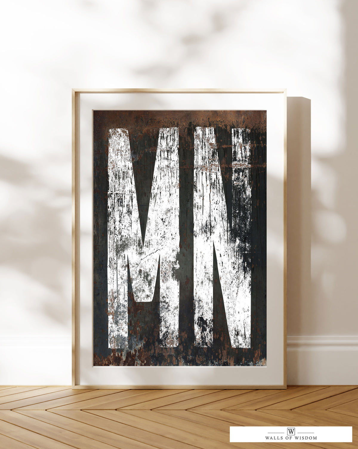 Minnesota Home State Western Poster Print - MN State Sign Rustic Farmhouse Print Wall Art