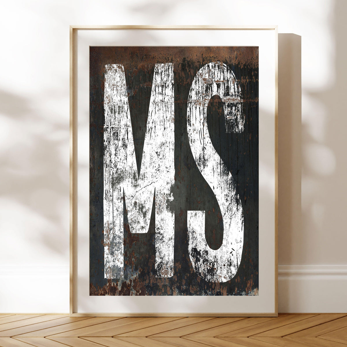 Mississippi State Typographic Poster Print - MS Home State Sign Rustic Western Print Wall Art