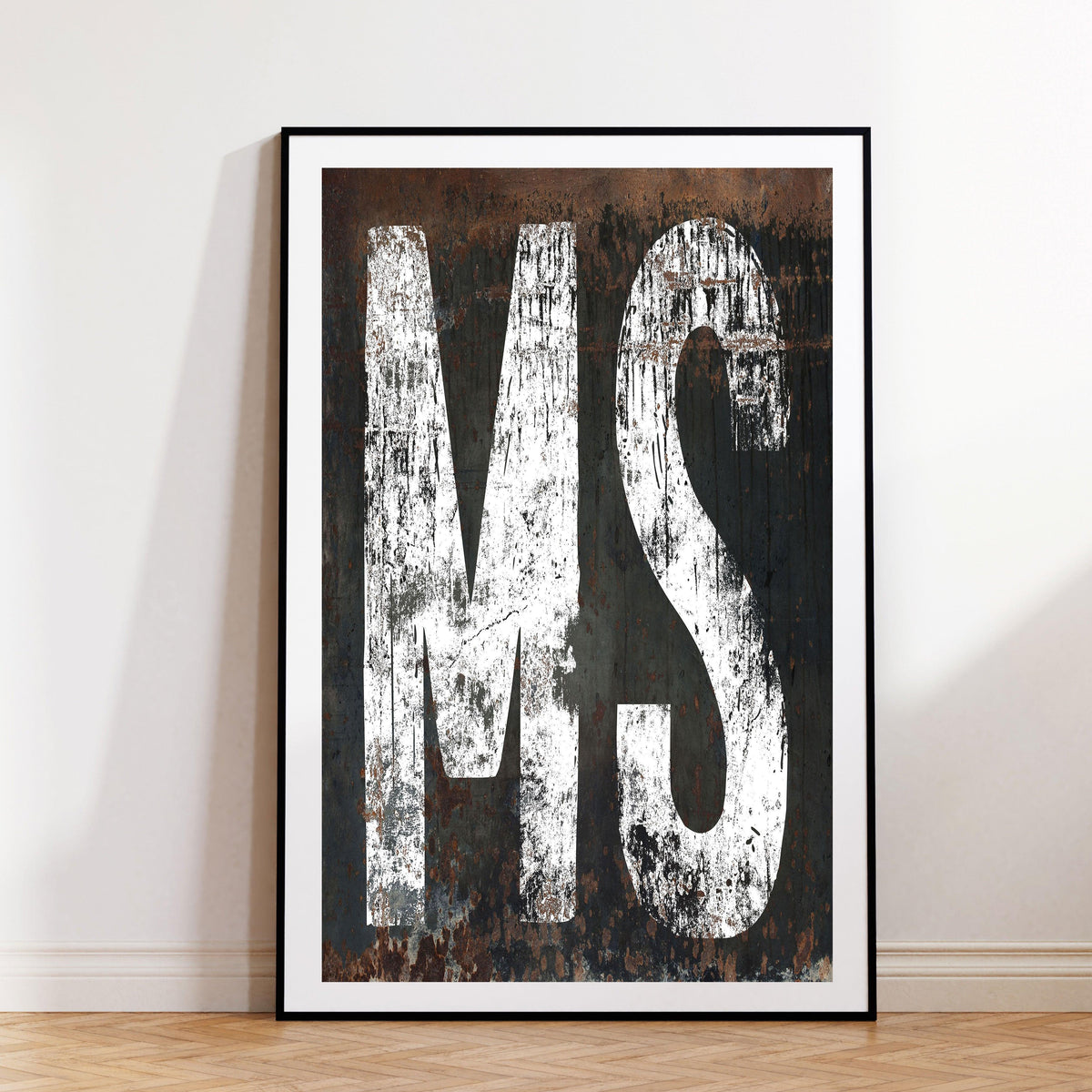 Mississippi State Typographic Poster Print - MS Home State Sign Rustic Western Print Wall Art