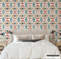 Bold and Funky Geometric Removable Wallpaper with Vintage Flair - Easy Install