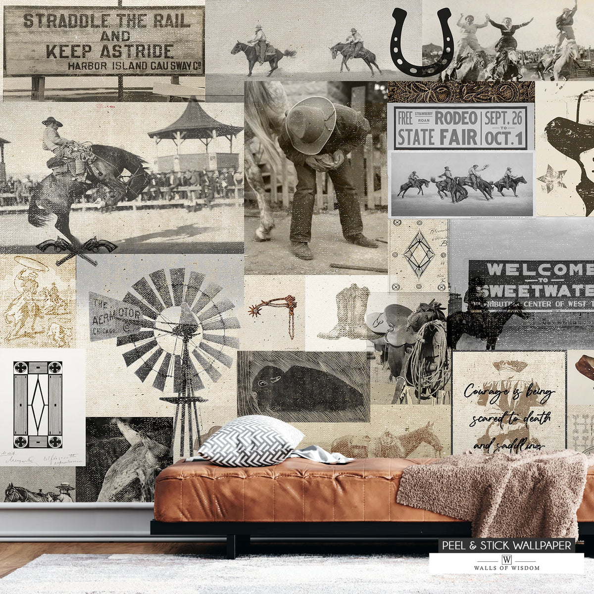 DIY-friendly vintage cowboy wall art for modern farmhouse homes

