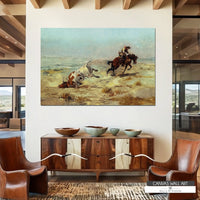 Lassoing a Steer canvas wall art by Charles Marion Russell