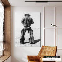 Rustic Western ranch wall art featuring a working cowboy.