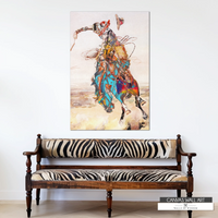 Urban Cowboy bronc canvas print featuring a modern abstract rodeo cowboy in bold contemporary tones.