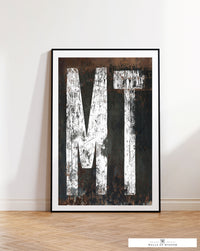 Montana Home State Typographic Poster Print - MT State Sign Southwest Print Wall Art