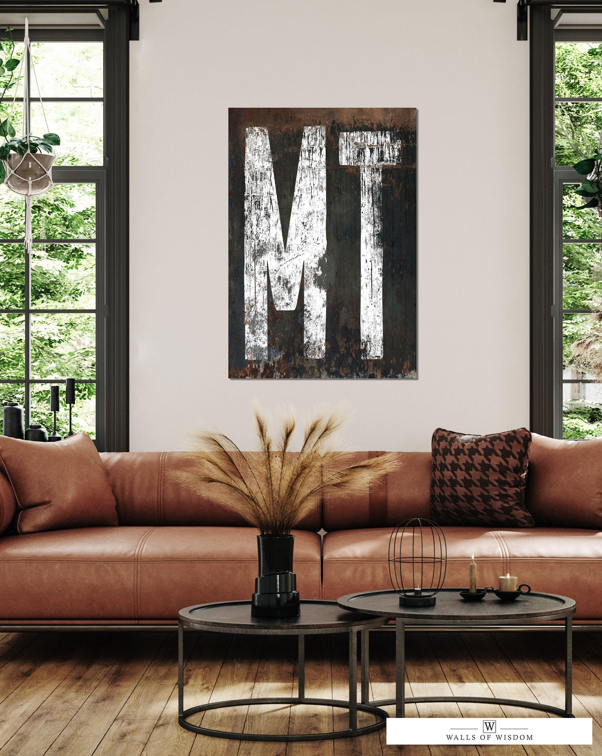 Rustic Montana Home State Canvas Wall Art - Vintage Western Style