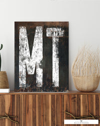 Rustic Montana Home State Canvas Wall Art - Western Typography Art Print: Industrial Chic Meets Farmhouse Coziness