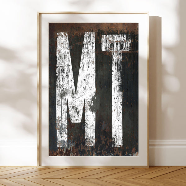Montana Home State Typographic Poster Print - MT State Sign Southwest Print Wall Art