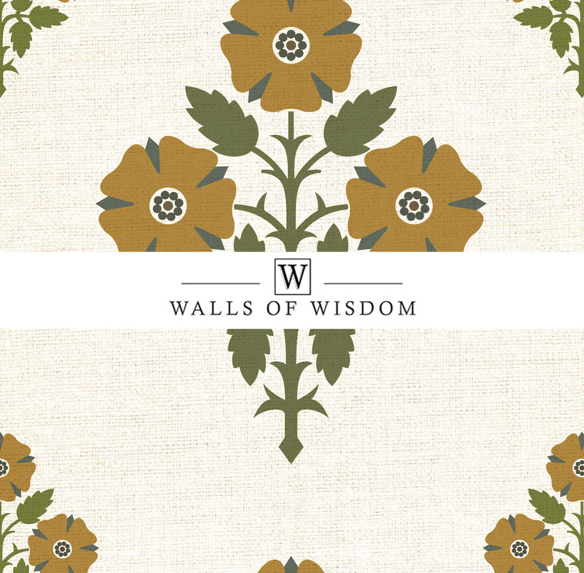 Detail shot of the faux grasscloth weave in Modern Floral Wallpaper, highlighting the quality texture
