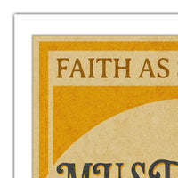 Vintage-style poster with 'Faith As' text on a textured background