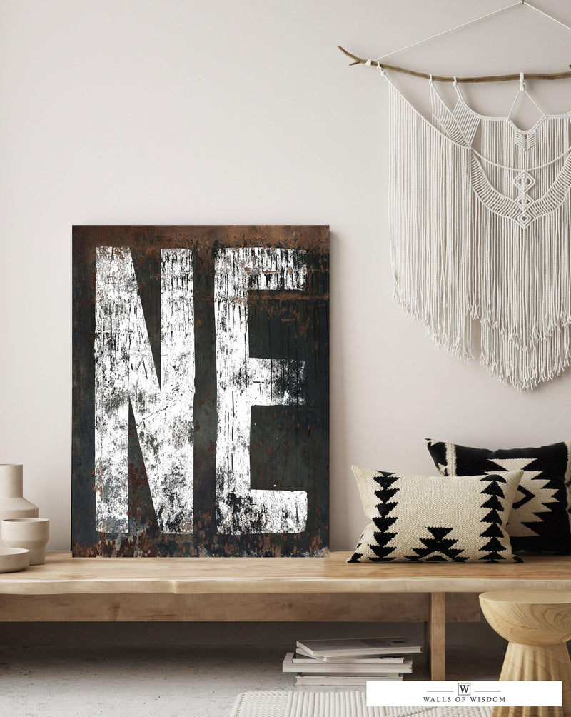 Vintage Nebraska State Canvas Art:  Rustic Farmhouse Style Homage to Cornhusker State Heritage