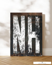 New Hampshire Typography Canvas Art Print: Where Farmhouse Charm Meets Industrial Style